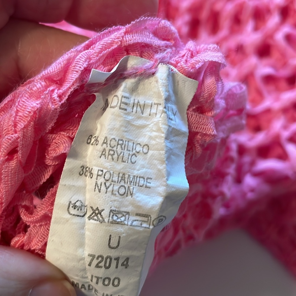 ITOO Brand Pink Asymmetrical Open Stitch 3/4 Sleeve Top - Picture 6 of 9